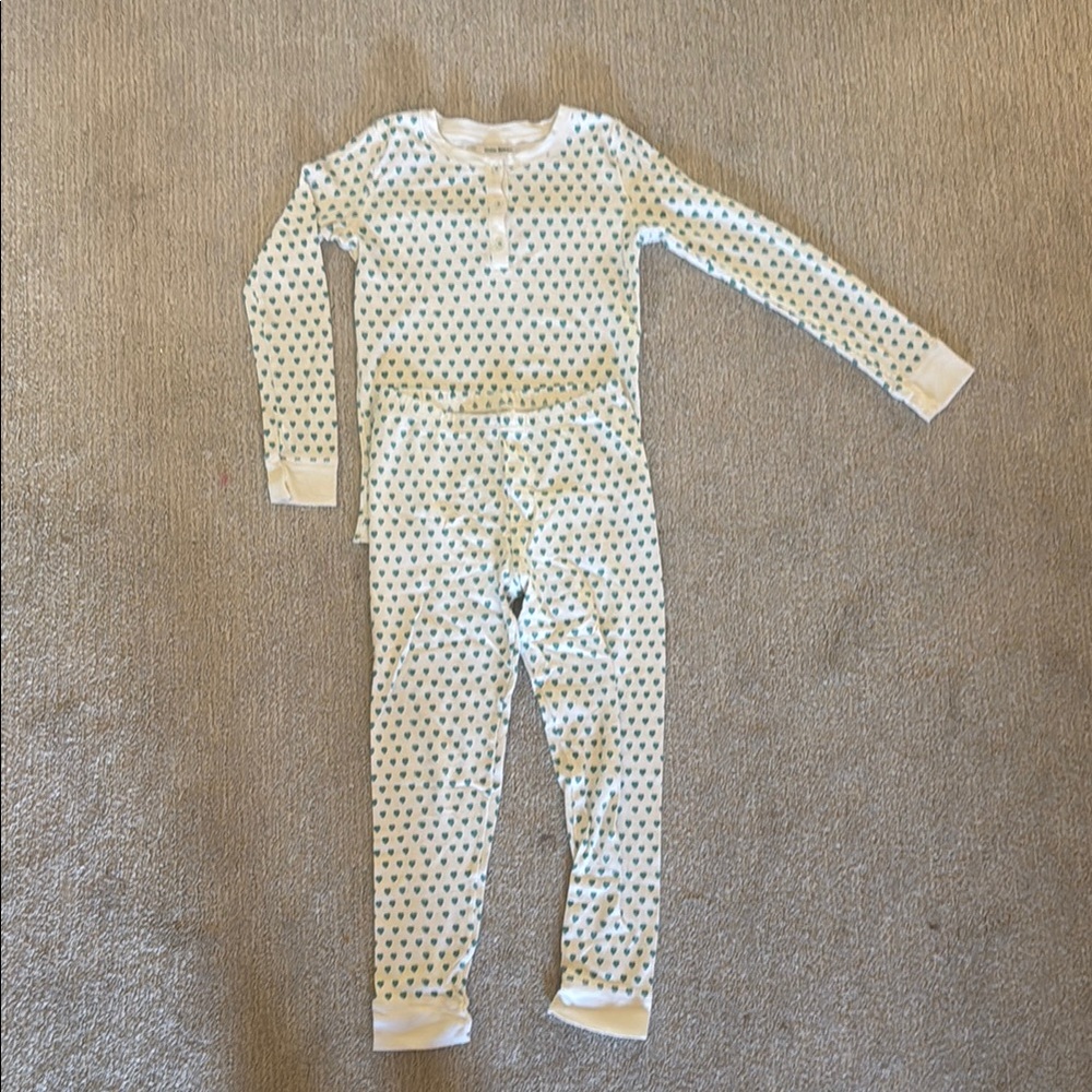 Kids Pajamas in White and Blue Polka Dot